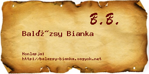 Balázsy Bianka névjegykártya